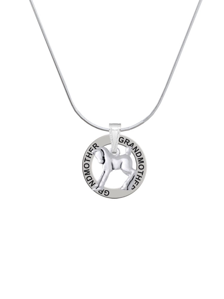 Delight Jewelry Silvertone Equestrian Horse Silvertone Grandmother Ring Charm Necklace, 18"