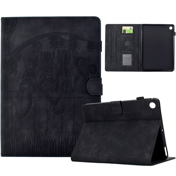 Allytechgroup Case for Samsung Galaxy Tab A9 with Credit Card Slot, Slim Lightweight PU Leather Durable Flip Wallet Protective Cover Auto Sleep/Wake Shockproof for Women Girls, Black