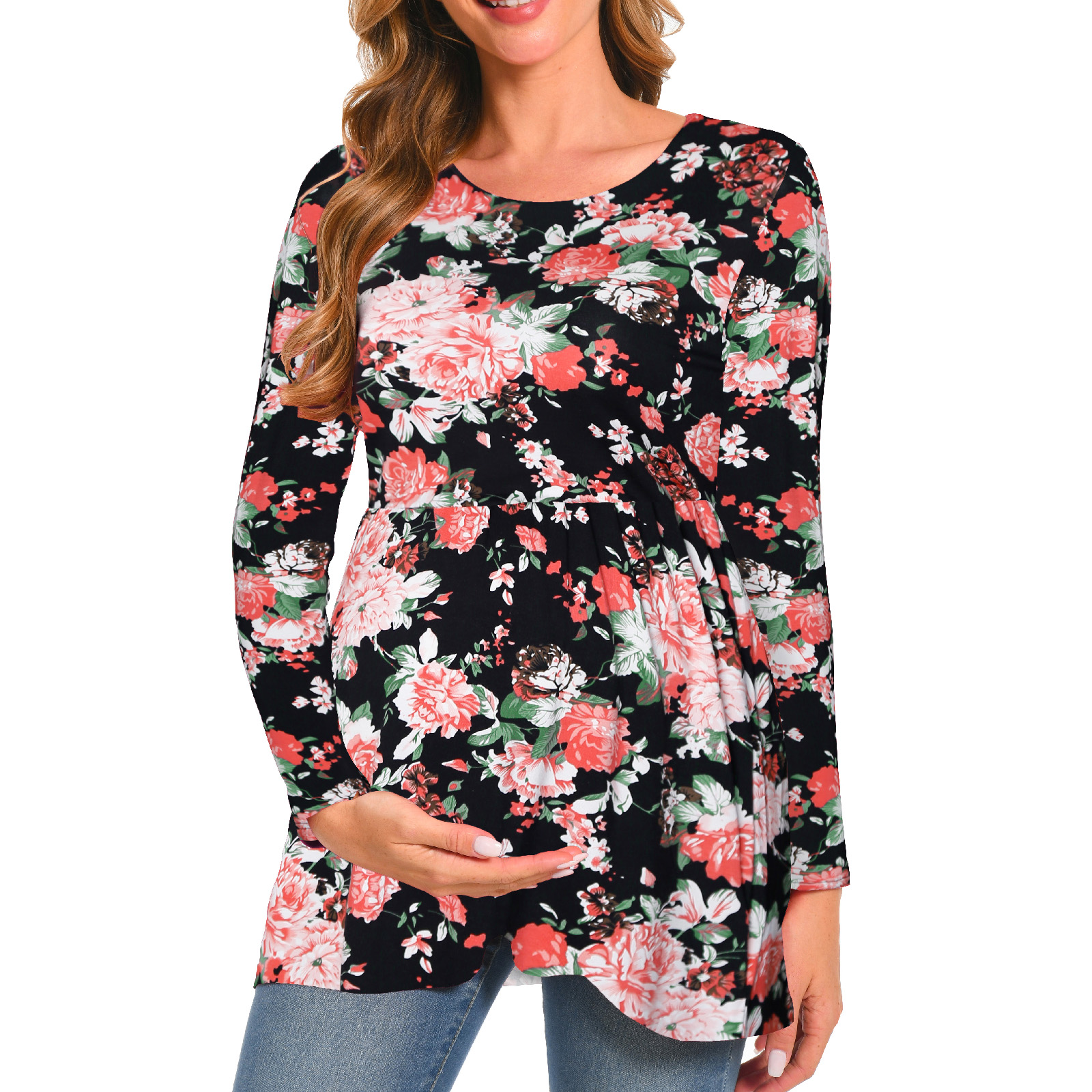 Beaisland Women's Long Sleeve Maternity Shirts Basic Casual Pregnancy Top 3-Pack