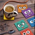 thumbnail image 3 of Inkdotpot Set of 6 Drink Coasters DecorativeNon,SlipCork Base4-inch Square PrintedCoastersEasy Clean- Funny, 3 of 8