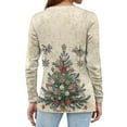 thumbnail image 3 of Fabrcox Christmas Woman Henley Shirts Christmas Snowflake Print V Neck Long Sleeve Fall Spring Tops Casual Xmas Holiday Tunic Shirts Beige S, 3 of 3