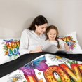 thumbnail image 4 of Manfei Watercolor Rainbow Queen Comforter Set, Drip Groovy Flower Comforter Sets Queen, White Blue Orange, Black Reversible, 3pcs, 1 Comforter and 2 Pillowcases, 4 of 7