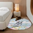 thumbnail image 2 of Small Round Rug 3Ft Washable Non-Slip, Easter Circle Area Rugs for Living Room Bedroom, Country Spring Bunny Eggs Botanicals Wooden Plank Indoor Floor Mats Carpet Runner for Home Decor, 2 of 8