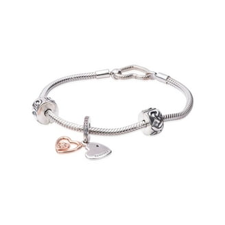 PANDORA Sterling Silver Bracelet, Signature Clasp, Snake Chain