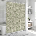 thumbnail image 6 of Sage Green Flowers Shower Curtain, Waterproof Shower Curtains for Bathroom, Rustic Pastoral Botanical Floral Leaf Washable Fabric Bathtub Curtain Set Bath Decor with 12 Hooks Standard 72"x72", 6 of 8