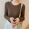thumbnail image 1 of Autumn Winter New Fashion Round Neck Long Sleeve Women's Clothing Pullovers Slim Solid Color Knitting Korean All-match Blouses, 1 of 5