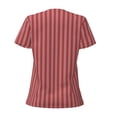 thumbnail image 5 of Wukai Stripes Red White Casual V-Neck Graphic Tees for Women: Lightweight and Breathable Summer Tops with Stylish Design-Small, 5 of 8