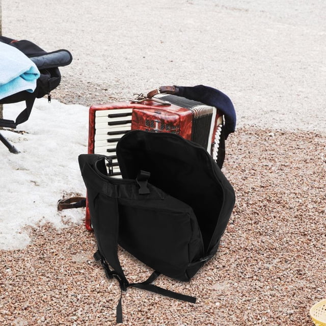 COMPUKAS Adjustable Black Oxford Cloth Accordion Bag Padded Backpack for Musical Instrument Storage