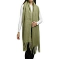 thumbnail image 2 of Duoif Womens Winter Scarves, Popular Thickened Warm Scarf with Tassel Shawl for Women Scarf for Women Army Green, 2 of 3