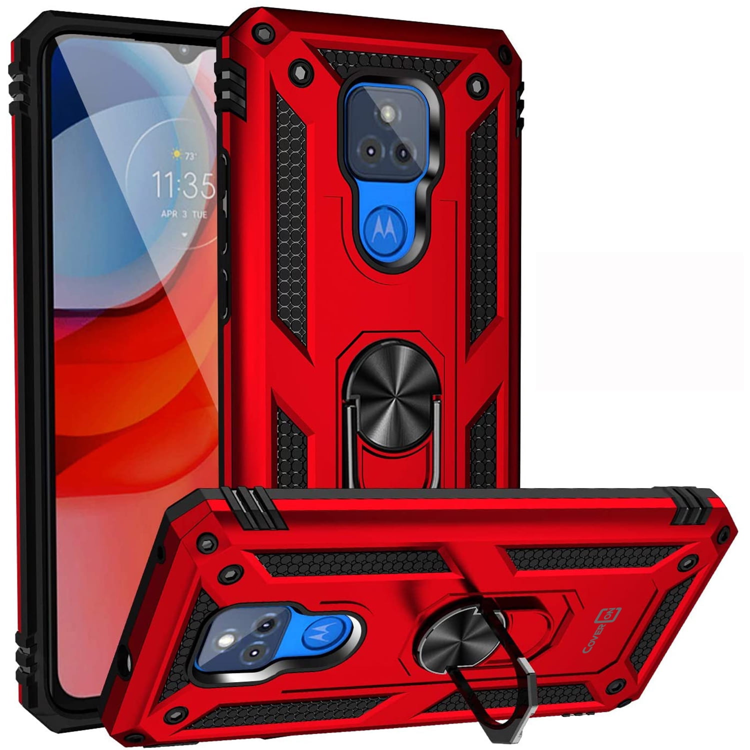 CoverON For Motorola Moto G Play Ring Case (2021), Kickstand Rugged