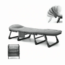 6-Speed Adjustable Sleeping Bed, Folding Camping Bed, Portable Folding Bed, Comfortable Mattress And Pillow, Breathable Fabric, Thick Steel Frame, Free Blanket And Eye Mask, Nap Nap Bed