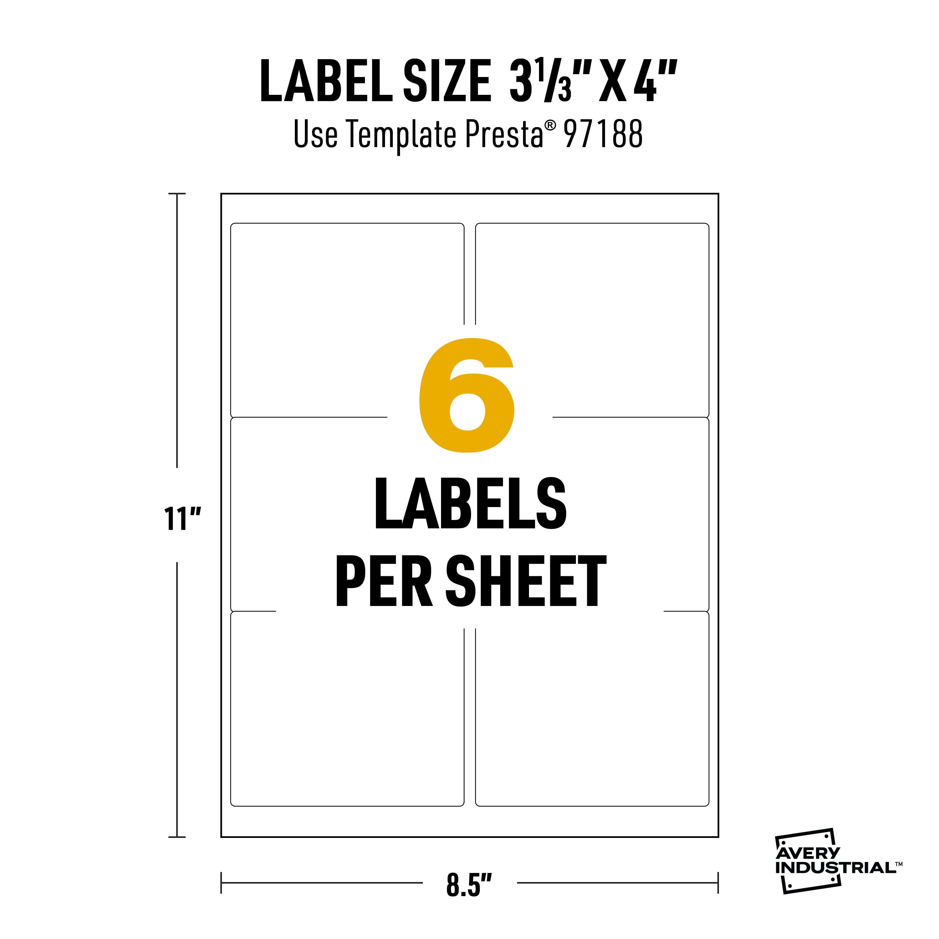 Avery UltraDuty GHS Labels 3-1/3" x 4", 150 Ct, Pigment Inkjet