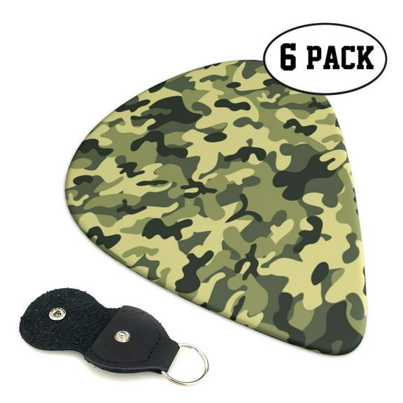 6pcs Set Army Camouflage Pattern Guitar Picks Plectrums for Bass Electric Guitar Acoustic Guitar Lovers Guitarists