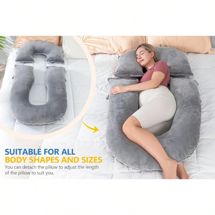 Pregnancy Pillows Detachable Body Pillow For Sleeping Nurse Relax MultiUse Pregnancy Pillows For Pregnant Women Grey