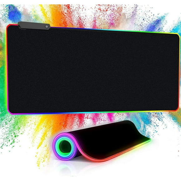 RGB Gaming Mouse Pad, 14 Lights Modes USB Ports Ultra-Large Size Soft Extra Extended Mousepad, Anti-Slip Rubber Base