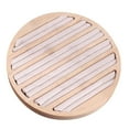 thumbnail image 2 of Organizador de Bandeja de Exhibición de Anillo de Escaparate de Joyería de Madera Redonda , terciopelo beige El 15x1.7cm DYNWAVEMX Soporte de exhibición de anillo de joyería, 2 of 8