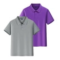 thumbnail image 2 of Girls Short Sleeve Shirts 2 Pack Button Down Dressy Top Solid Color Casual Polo for Kids School Uniform Golf 5-14Y Navy 150, 2 of 7
