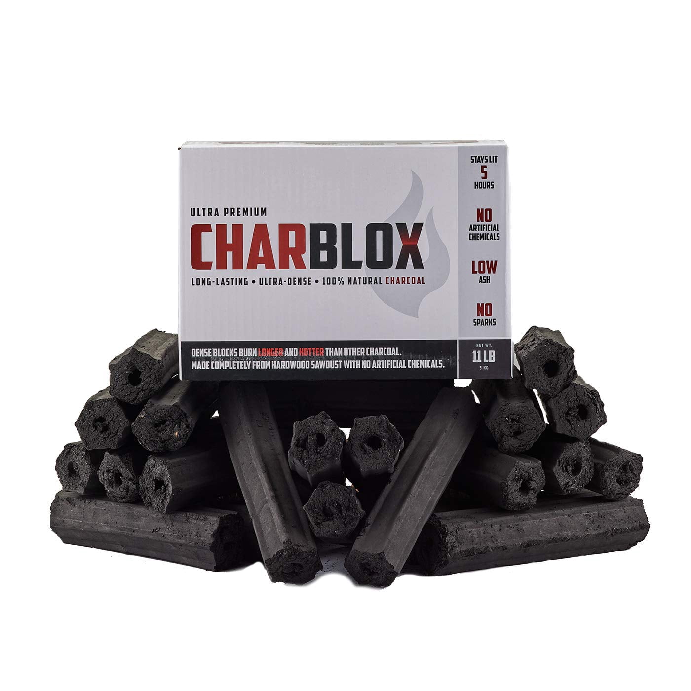 CHARBLOX Long Lasting Natural Wood Grilling Charcoal Logs Open Box 11 Lbs 