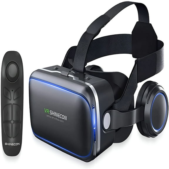 GJX VR Headset for iPhone & Android Phone, 3D VR Glasses for TV, Movies & Video Games, VR Headset with Remote Controller, Virtual Reality Headset for iPhone/Android Phone Compatible 4.7-6 inch