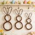 thumbnail image 1 of Conejo de Pascua con cuerda de enredadera Decoración colgante de aro de ratán marrón 57,5×24cm Pared rústica de puerta Fiesta festiva de primavera Manualidades Decoración del hogar, 1 of 6