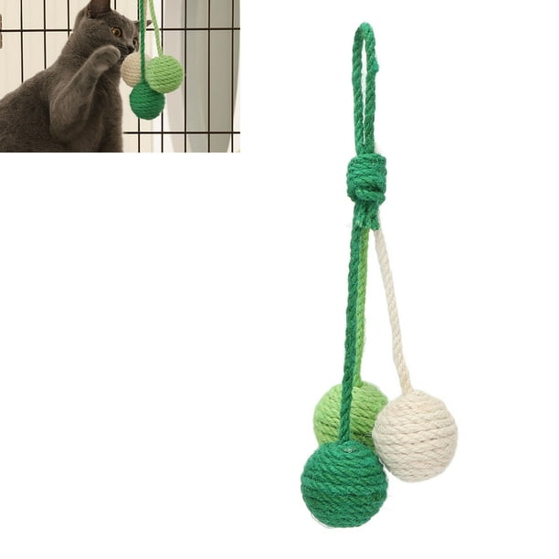 Bola Colgante Del Sisal Del Gato, Juguete Del Gato De La Bola Del Sisal De La Decoración 3 Bolas Del Color Interactivo Colgable Masticable Para Interior