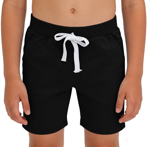 Auroural Toddler Boys Shorts Size 3T Children's Solid Color Sporty Shorts With Elastic Waist For Kids Black 3-4Years
