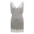 thumbnail image 4 of Christmas Gifts! SHENGXINY Sexy Open Back Roaring V-Neck Great Gatsby Costume Fringed Embellished Dresses Evening Party Mini Dress Women Summer, 4 of 5