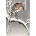 thumbnail image 2 of Koson, Ohara 11x14 Black Ornate Wood Framed with Double Matting Museum Art Print Titled - Heron on snowy tree branch, 2 of 4