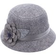 thumbnail image 2 of CoCopeaunts Women Bucket Hat Spring Autumn Linen Breathable Sun Shade Big Flower Decoration Belt Fashion Monochrome Bucket Cap, 2 of 8