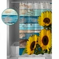 thumbnail image 2 of Shower Curtain Farmhouse Sunflowers Leaves Waterproof Shower Curtain Set with Hooks for Bathroom Showers,Stalls and Bathtubs,54x78In Vintage Blue Wood Grain, 2 of 8