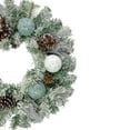 thumbnail image 3 of Northlight 24" Unlit Teal/Silver Ornaments Artificial Flocked Pine Christmas Wreath, 3 of 3