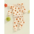 thumbnail image 3 of Suealasg Toddler Baby Girl Halloween Outfit 6M 1T 2T 3T Long Sleeve Round Neck Pumpkin Print Sweatshirt Sweatpants Infant Girls Fall Halloween Clothes, 3 of 7