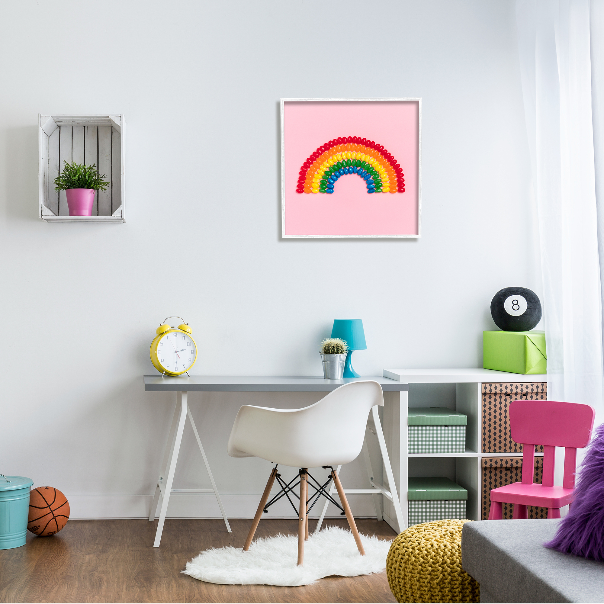 Stupell Industries Rainbow Shaped Candies Food & Beverage Painting White Framed Art Print Wall Art, 24 x 24