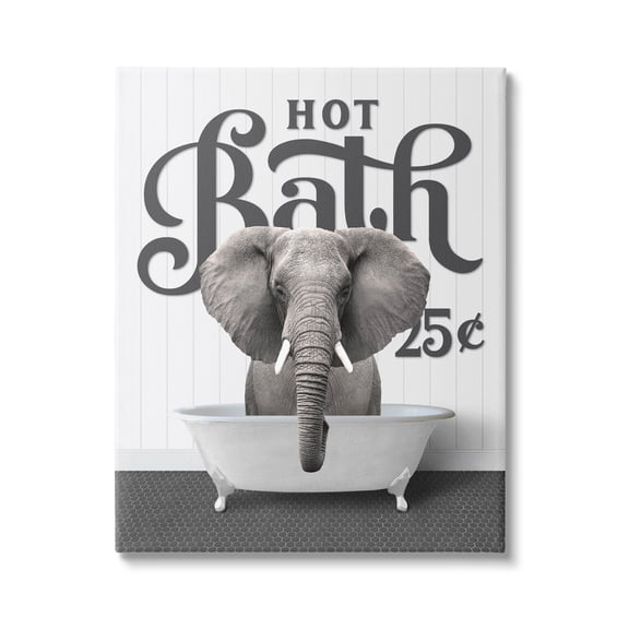 Stupell Industries Vintage Hot Bath Elephant Animals & Insects Painting Gallery Wrapped Canvas Print Wall Art, 16 x 20