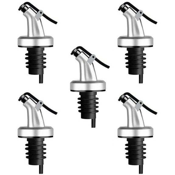 Olive Oil Spouts, Oil Vinegar Bottle Stopper Spout Leakproof Nozzle Dispenser Wine Pourer forOil, Vinegar, Olive Oil, Salad, Wine, Etc (black,Silver)