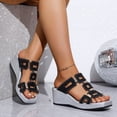thumbnail image 4 of Rokment Metallic Silver Platform Wedge Slides Dress Sandals for Women Ladies 2026 Summer Trendy Graphic Leather Square Toe Chunky High Heels Casual Slippers Black Size 6, 4 of 7