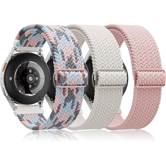 3 Pack Nylon Band Compatible with Samsung Galaxy Watch 7 FE 6 5 4 3 /Watch 5 Pro /6 4 Classic/Gear S3 S2, 16mm 18mm 20mm 22mm Strap for Galaxy Watch 47mm 46mm 45mm 44mm 40mm 43/42/41mm Men Women