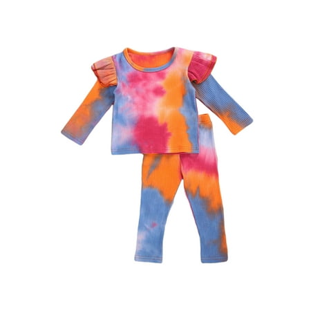 

MERSARIPHY Baby Girl s Long Sleeve Round Neck Tie Dye Tops + Tie Dye Pants