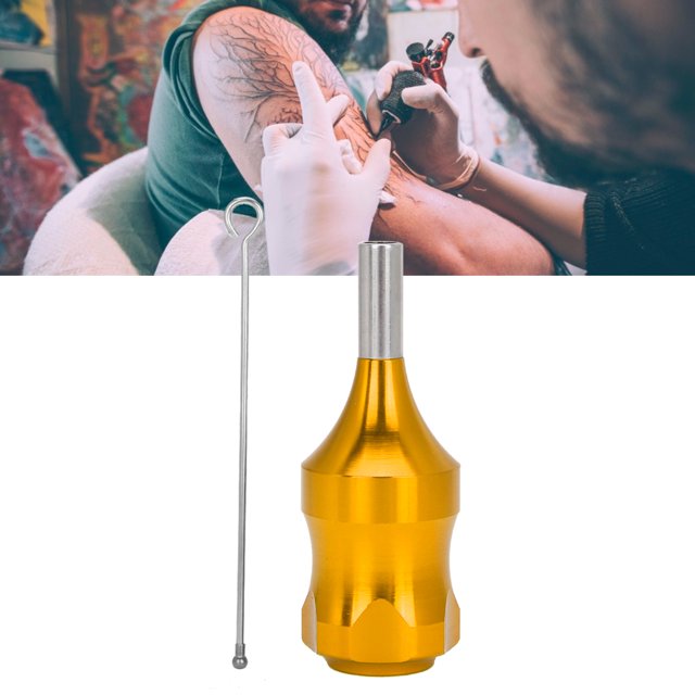 Mango de máquina de Tatuaje de 28 mm, Agarre Profesional de aleación de Aluminio para Tatuaje Ligero de Tatuaje Accesorios(Oro) tatuaje máquina agarre Spptty suministros de tatuaje