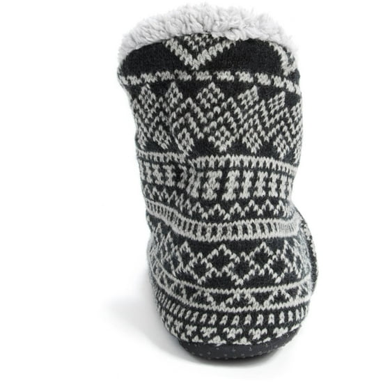 muk luks men's nordic knit bootie slipper socks