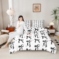 thumbnail image 4 of Homewish Black Ribbon Bow Full Size Comforter Sets 3-Piece for Boys Girls,Stars Polka Dots Print Bedding Comforter Set,Dreamy Princess Lightweight Bedding Sets,Lightweight Room Decor,Reversible, 4 of 8