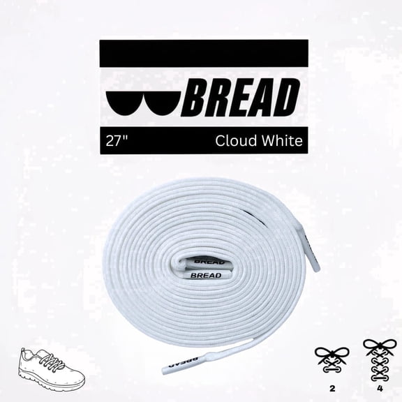 Bread Elastic Shoelaces, No Tie Stretch Shoelaces for Easy Slip-on, Cloud White, 27"