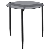 Rosalie Round Smoked Glass Top End Table Grey