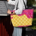 thumbnail image 4 of Wukai Red Ice Cream Print Zipper Bag,large Beach Tote Bag,Waterproof Sandproof Bag,Grocery and Picnic Tote Travel Bag, 4 of 5