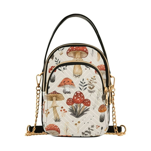 joogoo Women Cute Mushroom Chain Crossbody Bags Shoulder Handbag Phone Purse