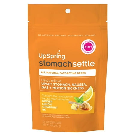 - UpSpring Stomach Settle Nausea Relief Fast-Acting Drops, Lemon Ginger, 28 Ct