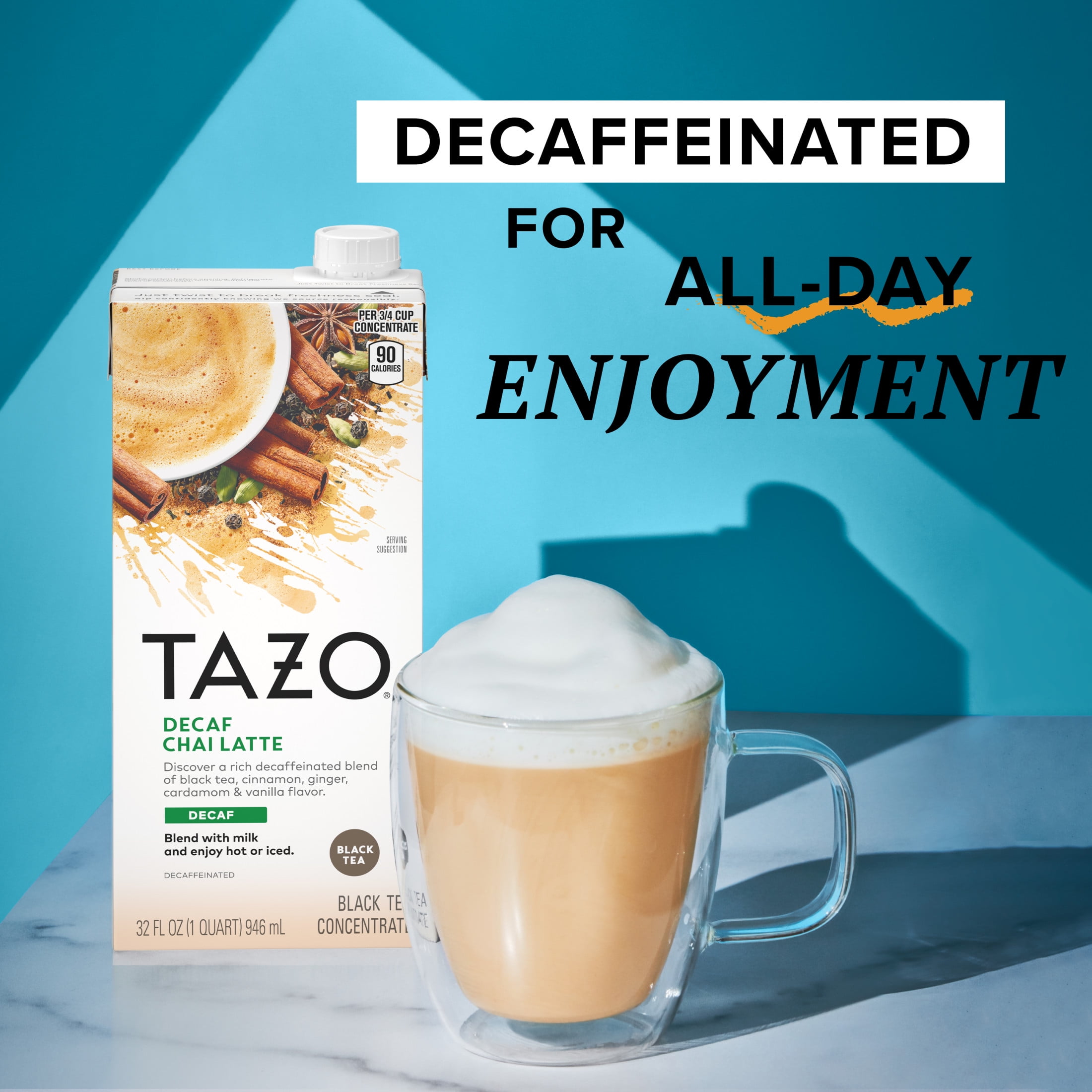 (1 pack) TAZO Chai Latte Iced Tea Concentrate Black Tea, Decaffeinated, 32 oz