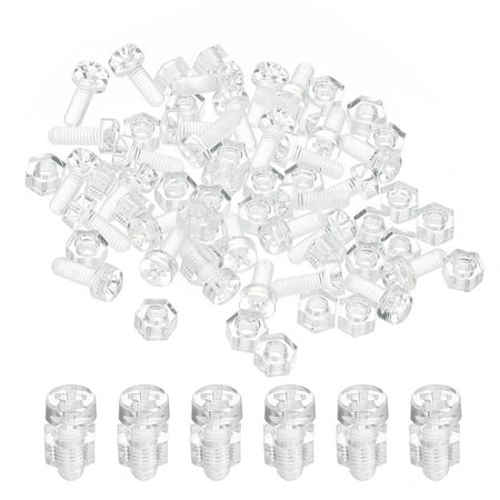 

Uxcell M3x8mm Clear Acrylic Screws and Hex Nuts Kit PC Plastic Phillips Round Head Bolts Transparent 30 Set