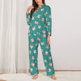 thumbnail image 2 of Yiaed Funny Christmas Deer Print Pajamas Women's Long Sleeve Sleepwear Soft Button Down Loungewear Pjs Lounge Set Nightwear Womens Pajama Pants-Small, 2 of 7