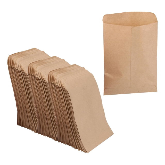 2x 100pcs Bolsas Adhesivas de Papel Kraft Vintage Híbrido Semilla de Maíz Bolsa de Granja